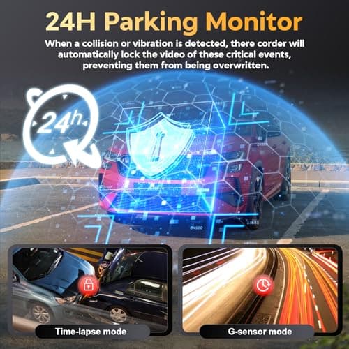Csyibeielec Dash Cam Front and Rear - 4K HD Dual Dash Camera for Cars, Built-in 5G WiFi GPS, 64GB Card, Dashcam with 3.2" IPS Screen, UHD Night Vision, HDR, App Control, 24H Parking Monitor 6