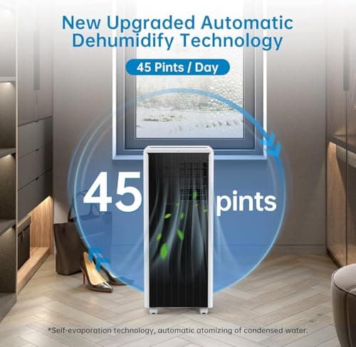 MilleLoom Portable Air Conditioner 8000 BTU, 3-In-1 Cooling/Dehumidifier & Fan, Cools 350 Sq.Ft, 42dB Quiet AC with Remote & Window Kit for Bedroom, Office, Apartments, White 5