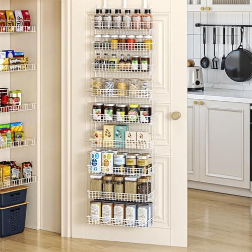 JKsmart 9-Tier Spice Rack Organizer with Door Hook, Wall Mount, and Extra Large Capacity for Pantry – Stylish White Design for Effortless Organization, Ultimate Kitchen Storage Solution 5