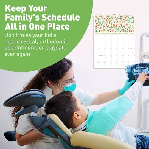 S&O Five Color Floral Wall Calendar from January 2025-June 2026 - Tear-Off Monthly Calendar - 18 Month Academic Wall Planner - Hanging Organizer to Track Anniversaries & Appointments - 13.5"x10.5”in 5