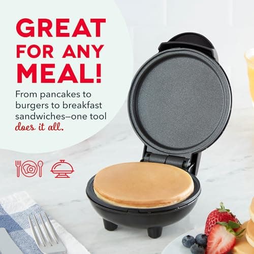 Dash Mini Maker Griddle - Compact Griddle for Creative Homemade Treats - Nonstick Surface, Quick Heat-Up System & Space-Saving Design - Black 5