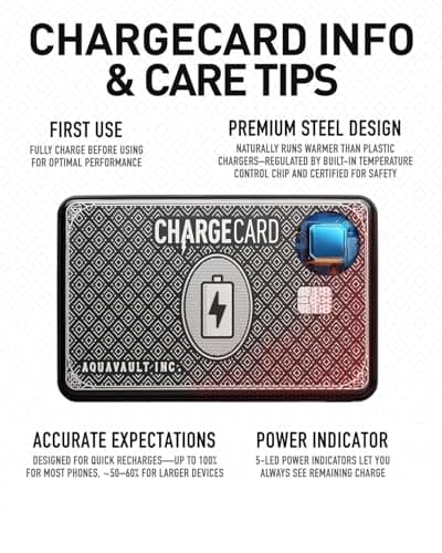 AquaVault Chargecard Magsafe Portable Charger 5000mAh 20W Fast Charge - Magnetic Power Bank, Ultra-Slim Battery Pack Compatible with iPhone 12-17 Series (Black) 6