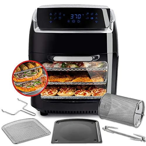 Aria 10 Qt. Touchscreen Air Fryer Oven with Premium Accessory Set and Recipe Book, Premium Black
