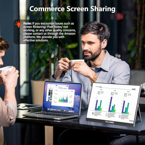 WUAWE 16" Portable Monitor 1920x1200P USB-C HDMI, IPS HDR Freesync Gaming Monitor, Plug&Play for PC Mac Phone PS5 Switch(Silver) 6
