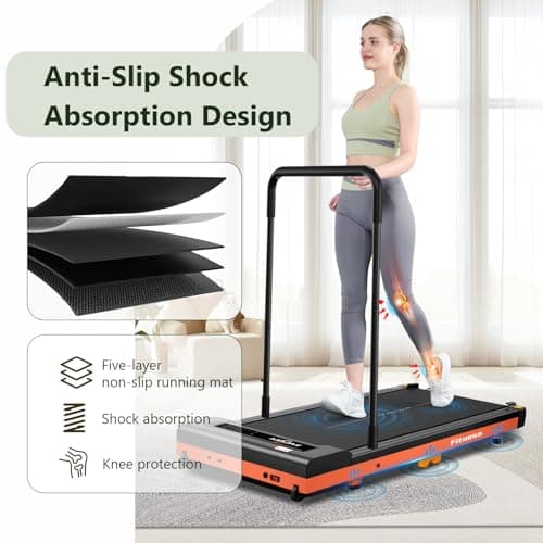 Walking Pad, Under Desk Treadmill for Home with handrail, Portable Treadmill LED Display Remote Control 300 lbs Capacity 6