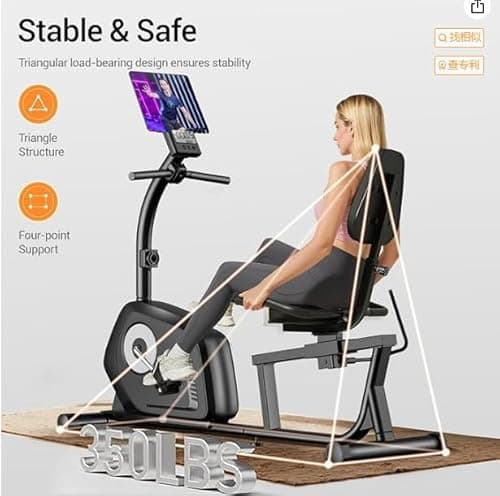 Recumbent Exercise Bike, Magnetic Staionary Bikes for Home with 16-level Resistance & Adjustable Seat, Staionary Bike for Seniors Adults, 330 LBS & LCD Monitor 6