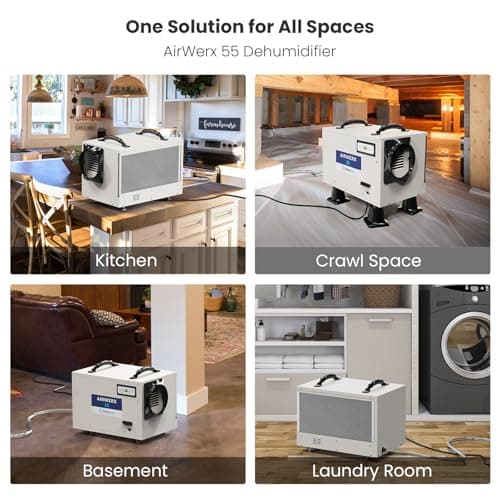 BaseAire Crawlspace Dehumidifier,113 Pints Commercial Dehumidifiers with Drain Hose for Whole House Basement, Industry, Compact, Auto Defrost, Memory Starting, Up to 1200 Sq Ft 7