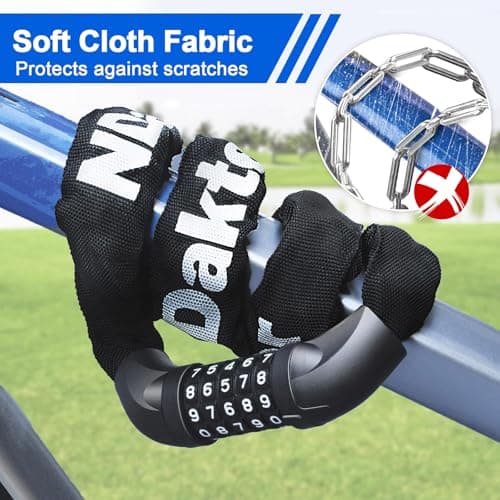NDakter Bike Chain Lock, 5 Digit Combination Heavy Duty Anti Theft Bicycle Chain Lock,2.62/3.2/4.27/5/6Ft Long Security Resettable Bike Locks for Bike, Bicycle, Scooter, Door, Gate, Fence-4/6mm Thick 5