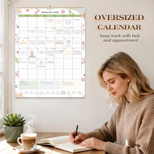 Large Wall Calendar 2026-2027, 22"x17", 18 Month Calendar from January 2026 to June 2027, Vertical Extra Large Calendar 2026 for Wall, 120GSM Paper Hanging Monthly Calendar for Office Family,Garden 5