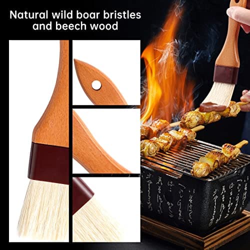 4 Pack Silicone Basting Pastry Brushes with 2 Wood Handle Culinary Oil Brushes, Heat Resistant Brush Set, Perfect for BBQ Sauce Barbecue Butter Grill Baking Kitchen Cooking, BPA Free & Dishwasher Safe 5
