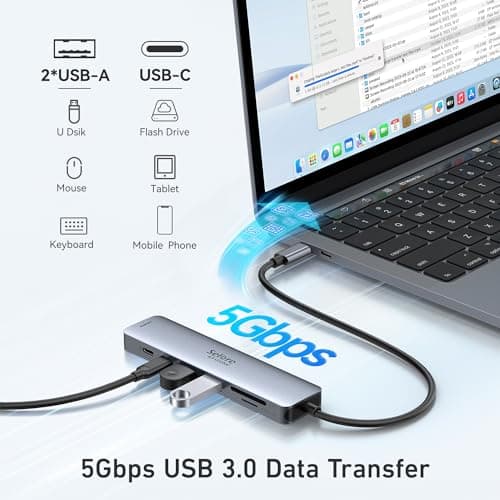 USB C Hub HDMI Adapter for MacBook Pro/Air, 7 in 1 USBC Dongle with HDMI, microSD/SD Card Reader, USB C Data Port,100W PD, and 2 USB 3.0 Compatible for MacBook Pro/Air, Dell XPS, Lenovo Thinkpad. 5