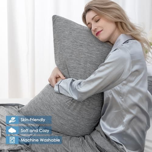 CHOSHOME Cooling Pillow Cases Zipper Pillow Covers Q-Max > 0.45 Zippered Pillowcases for Hot Sleepers, Soft, Breathable, Skin-Friendly, 2 Pack (Standard, 20" x 26", Grey) 5