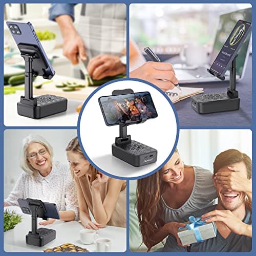 ZEALOT Cell Phone Stand with Wireless Bluetooth Speaker, Phone Holder and Wireless Induction Speaker Amplifier Dock Compatible with iPhone/ipad/Samsung,Gifts for Women Men Dad Him Her-Black 5