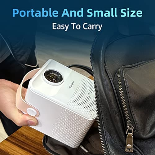 Smart Projector 4K Android System, 15000Lm Mini Projector with WiFi and Bluetooth, 4K Outdoor Projector Max 300” Digital ±45° 4D Keystone Zoom Support, Compatible with Phone, TV Stick, Game, USB 9