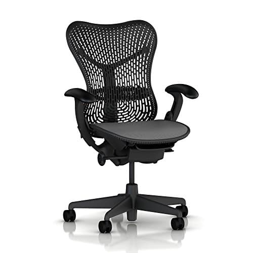 Mirra Chair by Herman Miller: Fully Featured w/Forward Tilt - Adjustable Arms - FlexFront Seat - Tilt Limiter - Lumbar Support - Hard Floor Casters - Graphite Frame/Graphite Seat