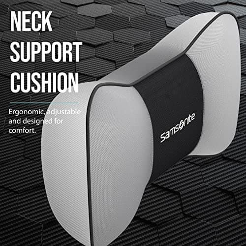Samsonite Neck Pillow for Car – Ergonomic Memory Foam Headrest Cushion – Car Seat Support for Driving Comfort – Compact Neck Rest – Travel Pillow for Long Road Trip, Grey 5