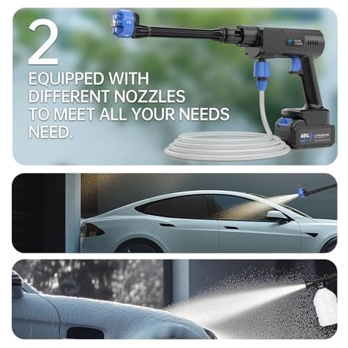 Cordless Pressure Washer, 1200 PSI Portable Power Washer with 2 Rechargeable Batteries, 6-Mode Adjustable Spray, 6-in-1 Nozzle for Car, Fence, Garden, Floor & Yard Cleaning 7