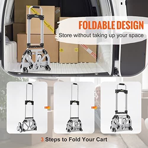 VEVOR Stair Climbing Cart, 220 lbs Capacity, Folding, Adjustable, Multi-Wheel Hand Truck with 10 Wheels for Shopping, Moving, Office Use 6