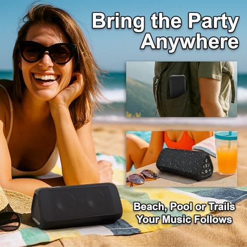 OontZ Angle 3 Ultra - Portable Bluetooth Speaker, 14 Watts, Bigger Bass, Hi-Quality Sound, 100 Ft Wireless Range, Play Two Speakers Together, IPX7 Waterproof, Home, Outdoor, Great Gift (Black) 7