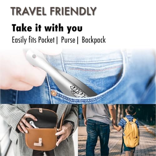 Velette Metal Shoehorn - 2 Pack 7.5" Long Shoe Horn, Travel Shoe Horn for Kids, Men & Women - Shoes Helper, Spoon, Travel Size Shoehorn for Boots, Shoes, Sneakers, Heels and More 7