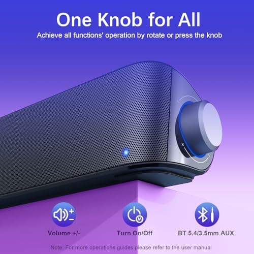 Nylavee Computer Speakers with Subwoofer, 2.1 PC Speakers System with Bluetooth 5.4 & 3.5mm Aux-in, 60W Peak Power, AC Adapter Powered Computer Sound Bar for Desktop PC, Laptop, Monitor, Gaming 5