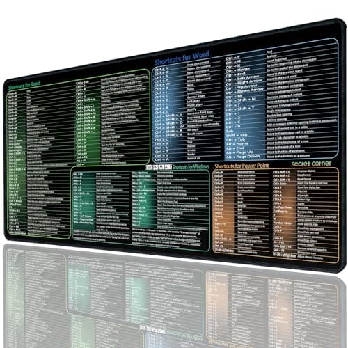 secret corner excel&Word&Windows&powerpoint Cheat Sheet Mousepad,ExtraLarge Office Desk Accessories Desk mat,Office Keyboard Shortcuts Mouse pad, Non.Slip for Computer Gaming Mouse pad -35.4"x15.7"