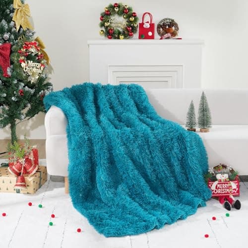 Cottonblue Weighted Blanket 15lbs, Sherpa Faux Fur Reversible Luxury Snugly Long Fur Warm Heavy Blanket 60x80 inches, Warm Plush Sherpa Weighted Blanket Queen Size for Couch Sofa Bed, Teal Green 9