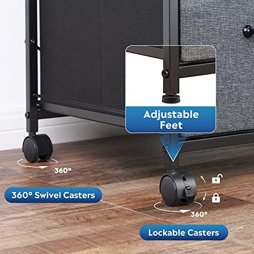 DEVAISE File Cabinet with 3 Fabric Drawers, Mobile Printer Stand, Vertical Filing Cabinet fits A4 or Letter Size for Home Office, Rustic Brown 5