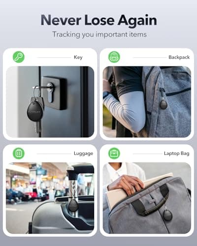 Air Tracker Tags-4 Pack for Apple Find My (iOS Only), Official MFi Certified, Mini Bluetooth Key Finder Locator with Sound, Smart Luggage Tracker for iPhone, Suitcases, Backpack, Wallet, Bike 7