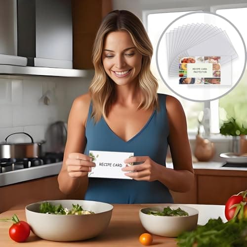 Recipe Card Protectors, Recipe Card Covers Index Card Sleeves Protect Recipes Kitchen Plastic Cookbook Sheet Protectors Cookbook Page Sleeve - 100 Count 4×6 Inch 6