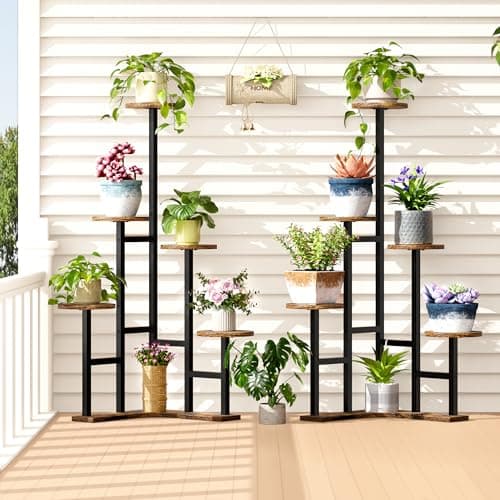 Gujiam Corner Plant Stand Indoor 6 Tiered Tall Plant Shelf 43" Multiple Potted Plant Holder Plant Tower for Living Room Balcony,Rustic Brown 8
