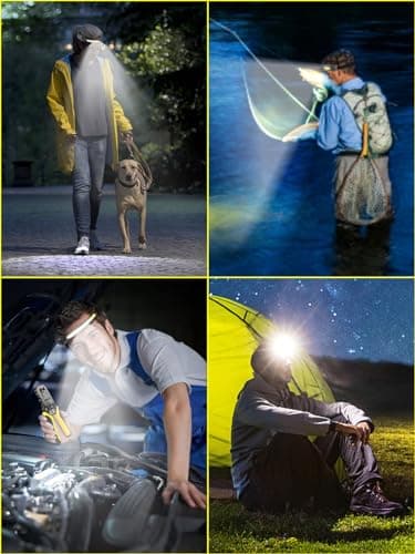 Headlamp Rechargeable, 230° Wide Beam Head Lamps LED Super Bright, Rechargeable Headlamp Flashlight USB C, Motion Sensor Head Lights for Forehead, 5 Modes Hard Hat Headlamp for Adults Running Camping 9