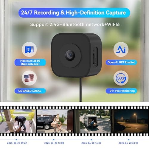 Sirwu Magnetic Window Camera, Window Security Camera with Night Vision, 3MP 2K Indoor Camera for Home Security, OpenAI GPT Enabled, 24/7 Recording, Person/Vehicle Detection, Black 6