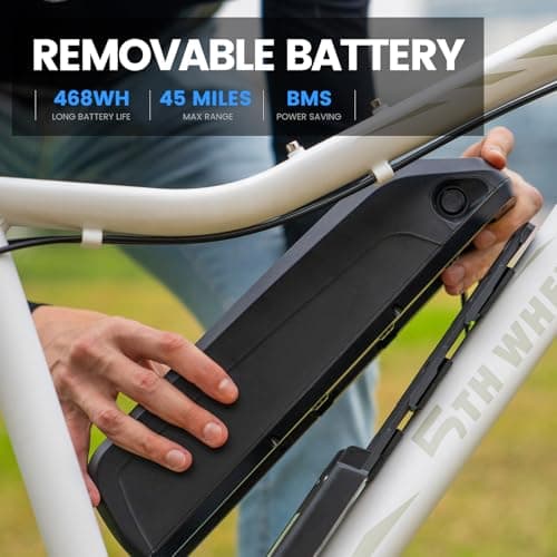 5TH WHEEL Mate Electric Bike for Adults - 1000W Peak Motor, 23MPH Top Speed, 468WH Removable Battery, 7-Speed & Adjustable Stem - Commuting & Mountain E-Bike with Color LCD Display 5