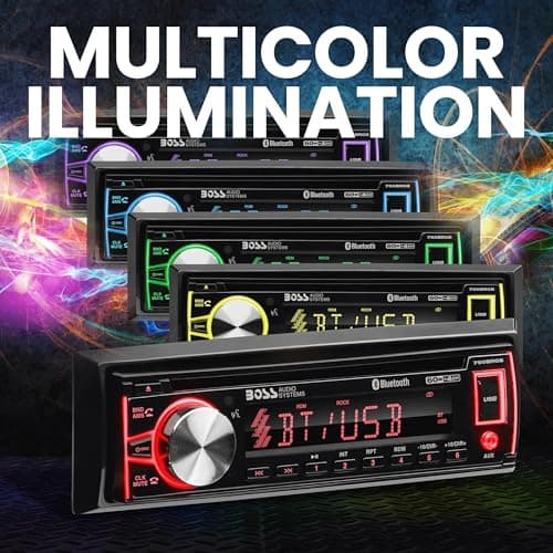 BOSS Audio Systems 750BRGB Car Stereo - Single Din, Bluetooth, CD Player, AM/FM Radio Receiver, USB, AUX Input, Multi Color Illumination 6