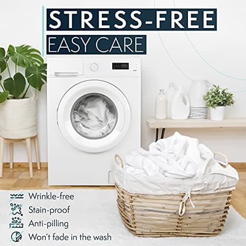 HC Collection Bed Sheets Set, HOTEL LUXURY Platinum Collection 1800 Series Bedding Set, Deep Pockets, Wrinkle & Fade Resistant, Hypoallergenic Sheet & Pillow Case Set (Queen, White) 5