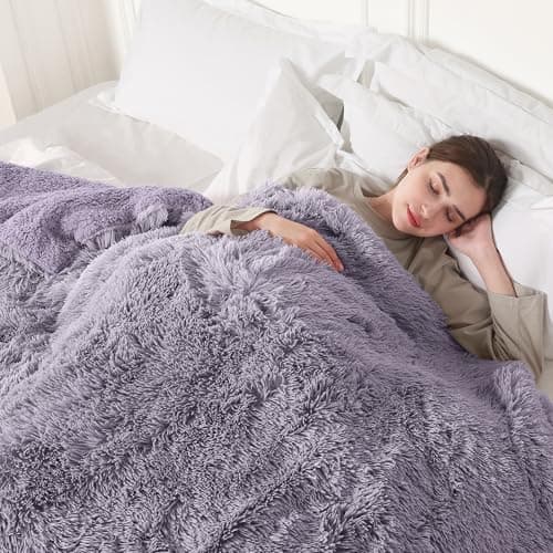 COZYTY Electric Blanket Full Size, Super Cozy Luxury Faux Fur & Extra Thick Sherpa Heated Blanket with 6 Heating Levels & 1-10 Hours Auto Off, Fast Heating, ETL & FCC Certification, 72" x 84", Purple 6