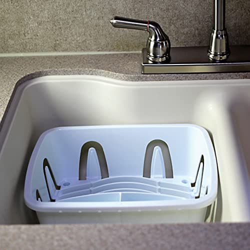 Camco RV Mini Dish Drainer & Tray - Features a Sloped Drain Tray Design, Heavy-Duty Construction - Ideal for Small Spaces, Apartments, Boats, and More -9.5" L x 11.7" W x 4.75" H - White (43511) 7