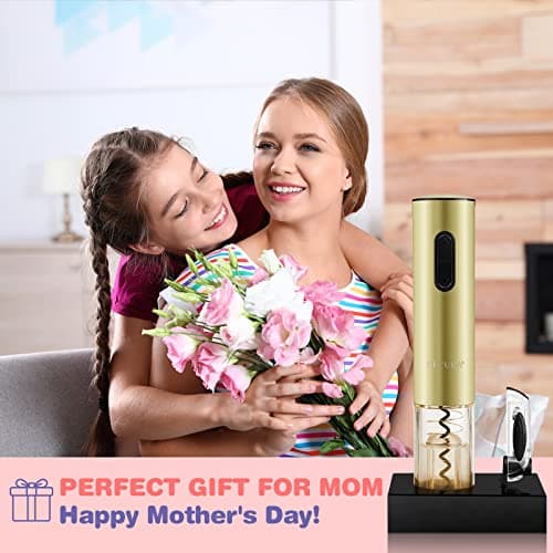 Secura Electric Wine Opener, Automatic Bottle Corkscrew Opener with Foil Cutter, Rechargeable (Champagne Gold) 8