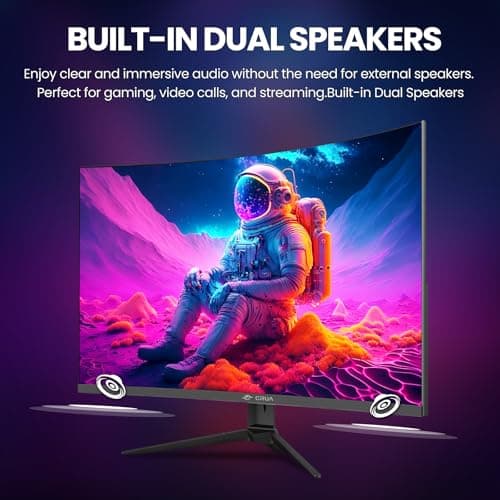 CRUA 27'' Curved Gaming Monitor 260Hz/240Hz, QHD 1440P 1800R VA Panel Computer Monitor with Built-in Speakers, Support AMD FreeSync, 120% sRGB, Blue Light Filter, HDMI2.0 & DP1.4, Wall Mountable-Black 3