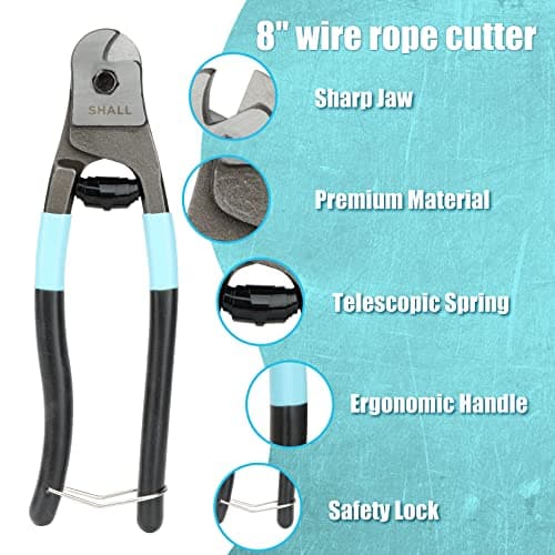 SHALL 3-Piece Bolt Cutters, 14" Heavy Duty Bolt Cutter, 8" Mini Bolt Cutter, 8" Wire Rope Cutter, Ergonomic Handle, More Efficient Leverage for Cutting Locks, Chains, Iron Wire, Carrying Case Included 6
