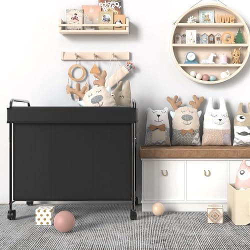 180L Large Laundry Hamper, 3-Section Laundry Basket with Lid, Metal Frame and Removable Bag Design with Wheels, Suitable for Bathroom, Dorm Room, Laundry Room (Black, 180L) 6