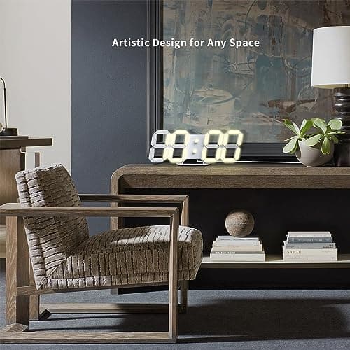 COVERY Digital Wall 3D Clock, Led Desk Clocks, 10 '' Large Number for Bedroom, Living Room, Home and Office - Alarm, Snooze, Temperature, Remote, Nightlight, Auto Light Brightness 9