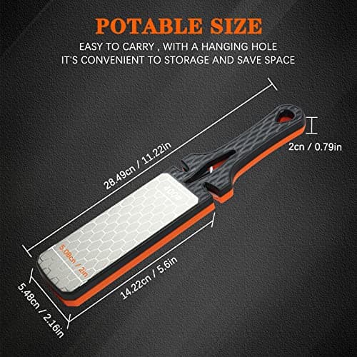 Diamond Sharpening Stone,400/1000 Grit Handheld Double-Sided Diamond Sharpener 5 in 1 Honeycomb Surface Knife Sharpener Plate Whetstone with Ceramic & Tungsten Steel Scissor Slot for Kitchen Outdoor 5