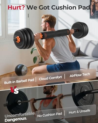 FEIERDUN Adjustable Dumbbells, 30lbs Free Weight Set with Connector, 4 in1 Dumbbells Set Used as Barbell, Kettlebells, Push up Stand, Fitness Exercises for Home Gym Suitable Men/Women 5