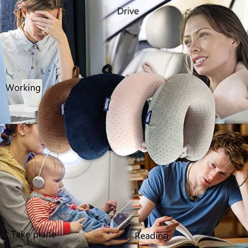 Gosider Neck Pillows for Sleeping Travel Pink Travel Pillow Comfortable U Shape Memory Foam Pillows Neck and Head Support Portable Travel Neck Pillow Suitable for Planes, Trains, Self-Driving Cars 6