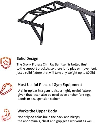 Gronk Fitness Wall Mounted Pull Up Bar | Chin Up Bar | Multi Grip Pull Up Station | Perfect for Commercial and Garage Gym 6