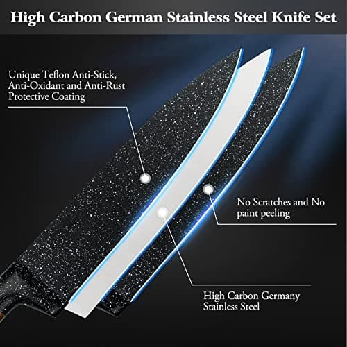 Vvwgkpk 12-Piece Kitchen Knife Set with Wooden Block,Professional Chef Knife Sets with steak knives,High Carbon German Stainless Steel Knife with Japanese Designed Wooden Pattern Stainless Handle 3