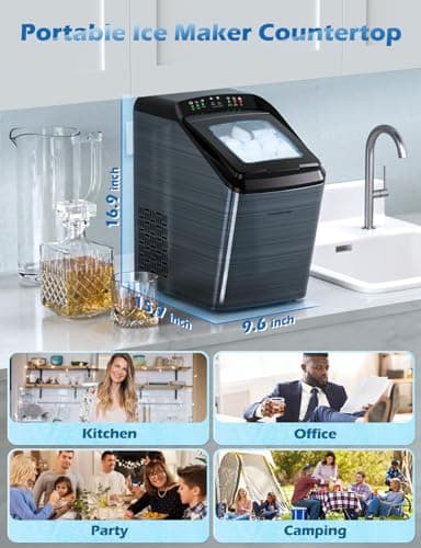 Freezimer Dreamice X1 | 33lbs Self-Cleaning Ice Makers Countertop, Portable Ice Machine with 2 Size Bullet Ice Cubes 9 Cubes Ready in 7 Mins | Black 7