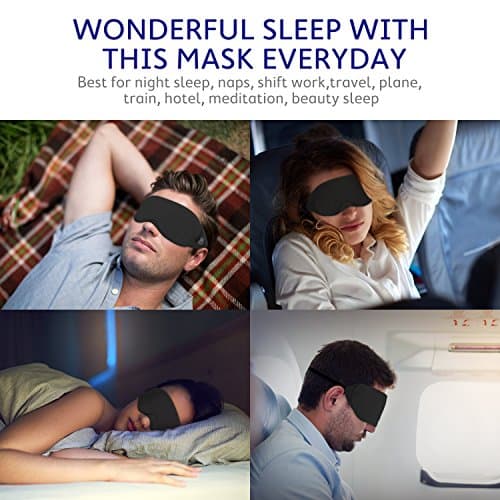 Mavogel Cotton Sleep Mask - Updated Design Light Blocking Sleep Mask, Soft and Comfortable Eye Blindfold for Men Women, Eye Mask for Sleeping/Shift Work, Includes Travel Pouch, Grey & Black 8